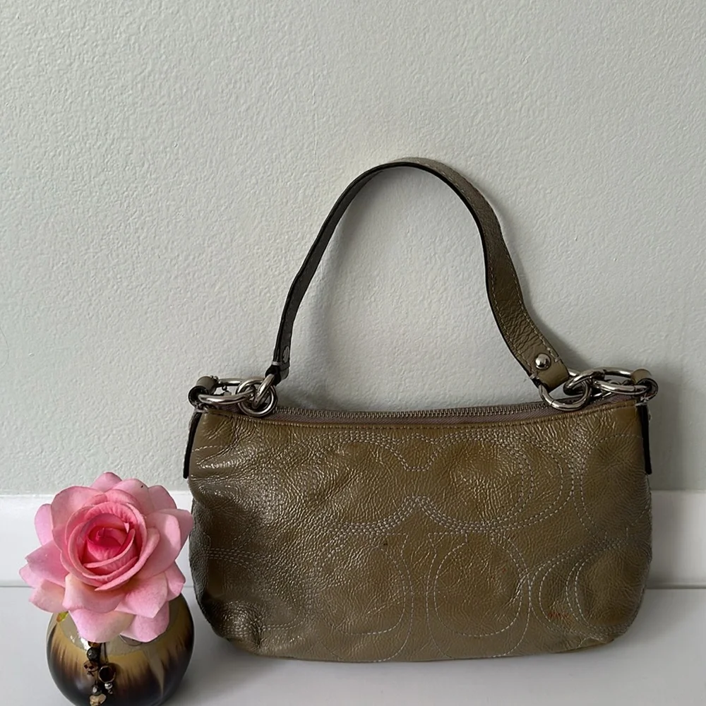 Coach Olive Green Leather Hobo Shoulder Bag